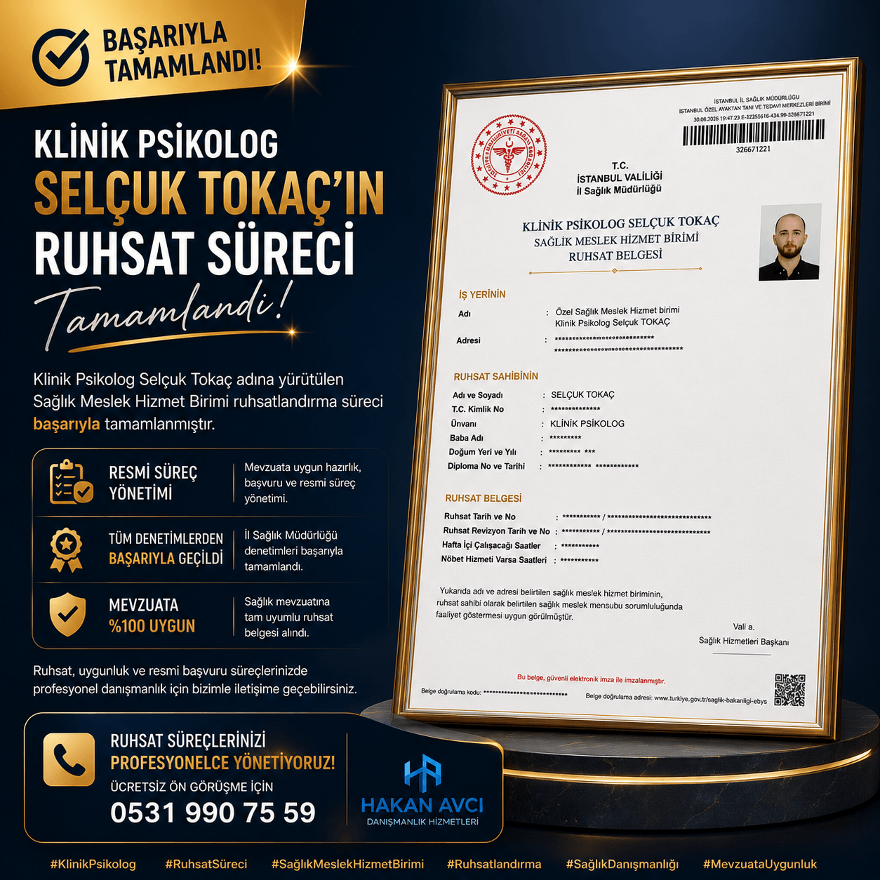 Klinik Psikolog Selçuk Tokaç Ruhsat